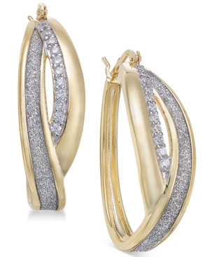 image of Diamond Glitter Overlap Hoop Earrings (1/4 ct. t.w.) in 18k Gold-Plated Sterling Silver