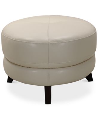 Myia Tufted Leather Oval Ottoman, Created for Macy's