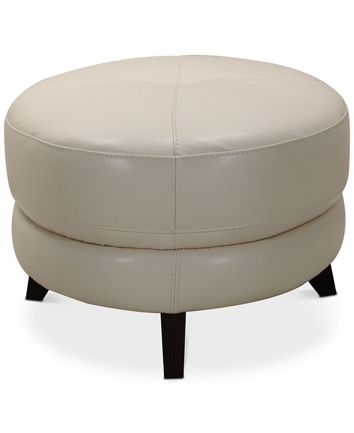 Furniture Myia Tufted Leather Oval Ottoman, Created for Macy's Macy's