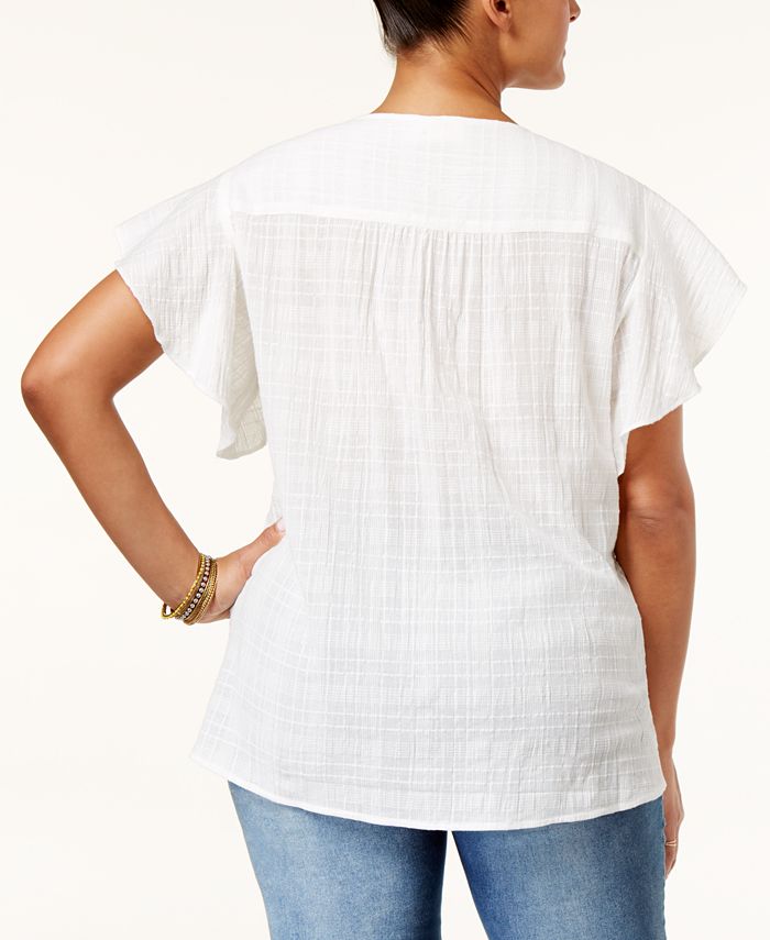 Style & Co Plus Size Smocked Peasant Top main image 0