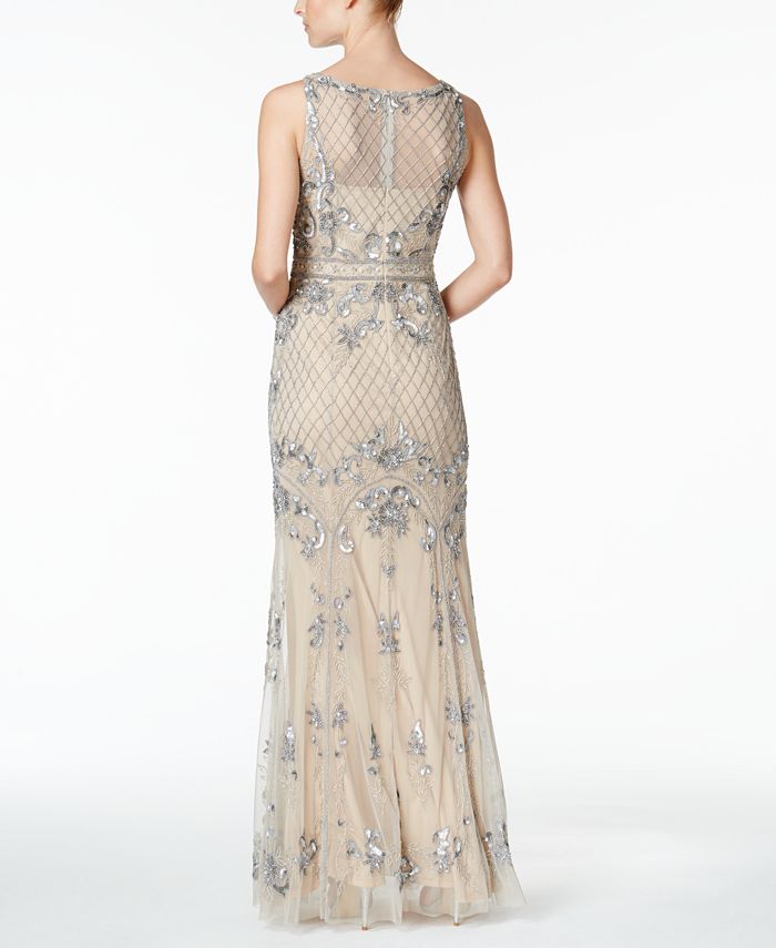 Adrianna Papell Petite Illusion Embellished A-Line Gown - Macy's