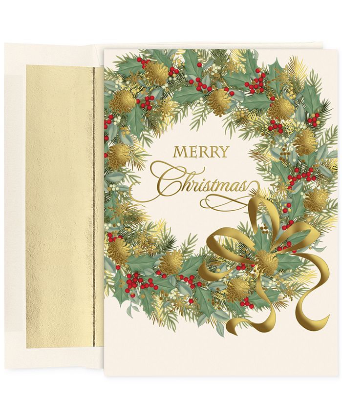 Masterpiece Studios Painted Wreath Set of 16 Boxed Greeting Cards with ...