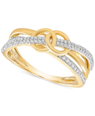 Wrapped Diamond Double Circle Ring (1/6 ct. t.w.) in 10k Gold, Created ...