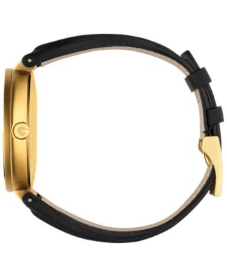Gucci Men's Swiss Interlocking Black Leather Strap Watch 42mm - Macy's