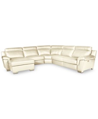 Furniture - Julius Leather Power Motion Chaise Sectional Sofa, 5-Piece