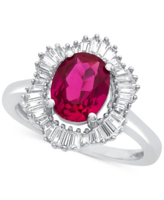 Macy's - Lab-Created Ruby (1-7/8 ct. t.w.) and White Sapphire (3/4 ct. t.w.) Ring in Sterling Silver
