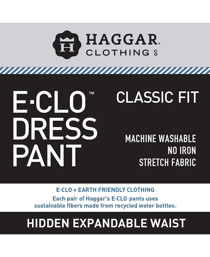 Haggar Men's Eclo Stria Classic Fit Flat Front Hidden Expandable Dress