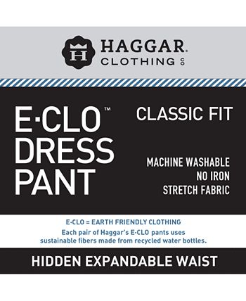 Haggar - Men's Stria Classic Fit Flat Front Hidden Expandable Dress Pants