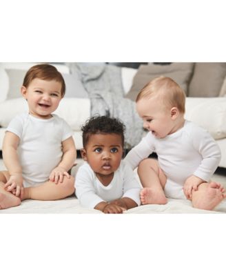 Baby Boys or Baby Girls Solid Long Sleeved Bodysuits, Pack of 4