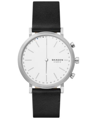 Skagen - Women's Hald Black Leather Strap Hybrid Smart Watch 40mm SKT1205