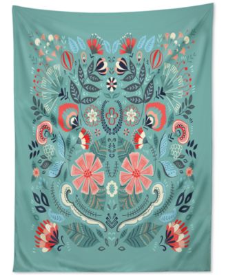 Deny Designs - Pimlada Phuapradit Folk Floral Blue Tapestry