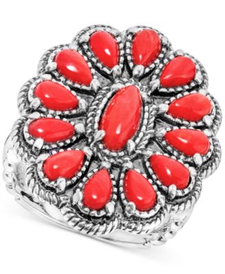 American West - Coral Cluster Ring (3-3/8 ct. t.w.) in Sterling Silver