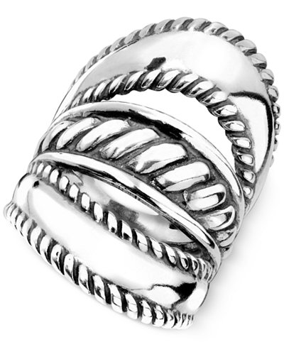 Ornate Three-Row Ring in Sterling Silver