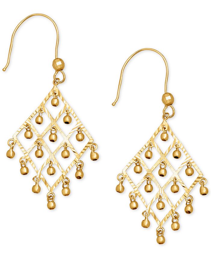 Macy's Dangle Bead Chandelier Earrings in 14k Gold - Macy's