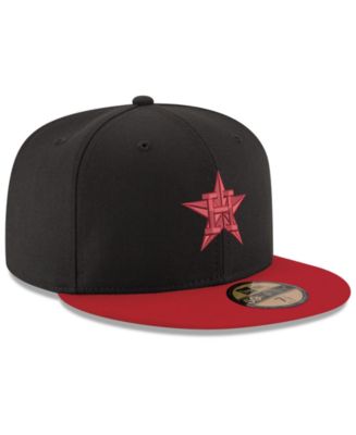 Houston Astros Hat Baseball Cap Fitted 7 1/2 Mens Red Black New Era MLB  Retro