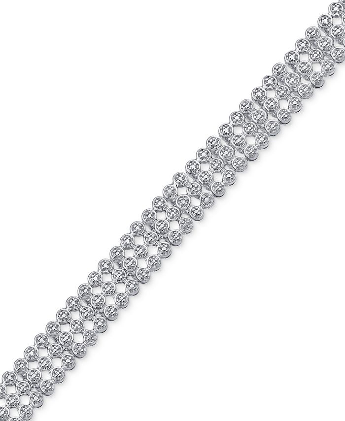 Macy's Diamond Accent ThreeRow Beaded Bracelet in Fine SilverPlate