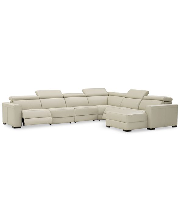 Furniture Nevio 6-pc Leather Sectional Sofa with Chaise, 2 Power