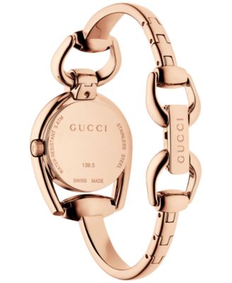 Gucci Women's Swiss Horsebit Diamond Accent Rose Gold-Tone PVD Bangle ...