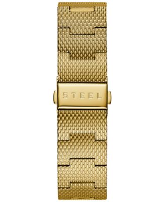Men's Diamond Accent Gold-Tone Stainless Steel Mesh Bracelet Watch 40mm U0280G3