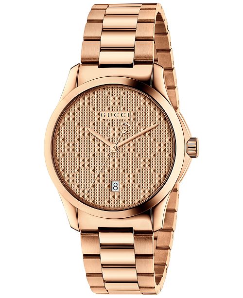 Gucci Women S Swiss G Timeless Rose Gold Tone Pvd Stainless Steel