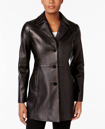 Anne Klein Leather Blazer Jacket - Coats - Women - Macy&#39;s