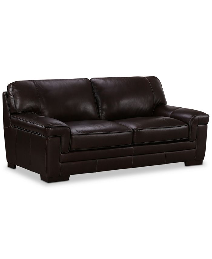 Furniture Myars 91" Leather Sofa & Reviews Furniture Macy's