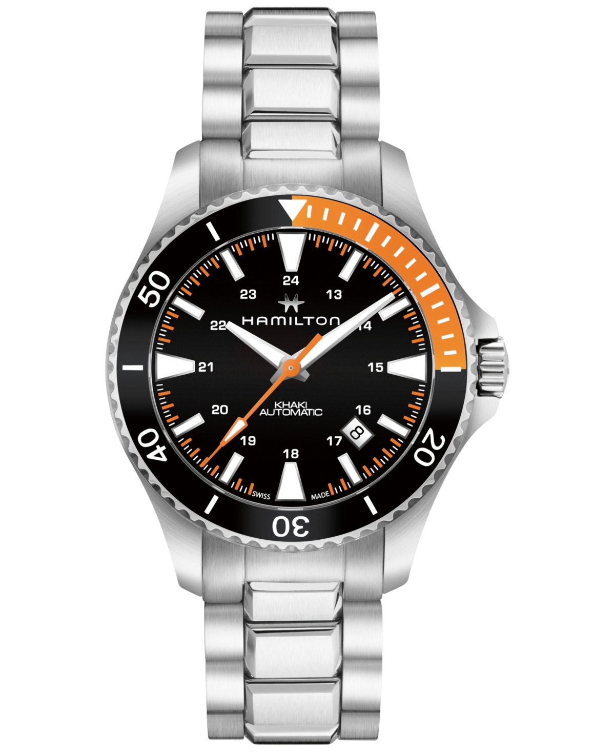 Hamilton Men's Swiss Automatic Khaki Navy Stainless Steel Bracelet Watch 40mm In Black / Khaki / Navy / Orange