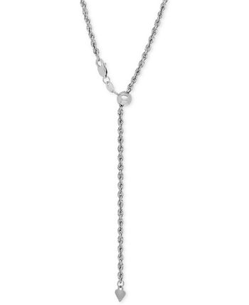 Italian Gold Rope Chain Slider Necklace in 14k White Gold - Macy's