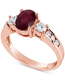 Ruby (1-1/2 ct. t.w.) & Diamond (1/2 ct. t.w.) Ring in 14k Rose Gold