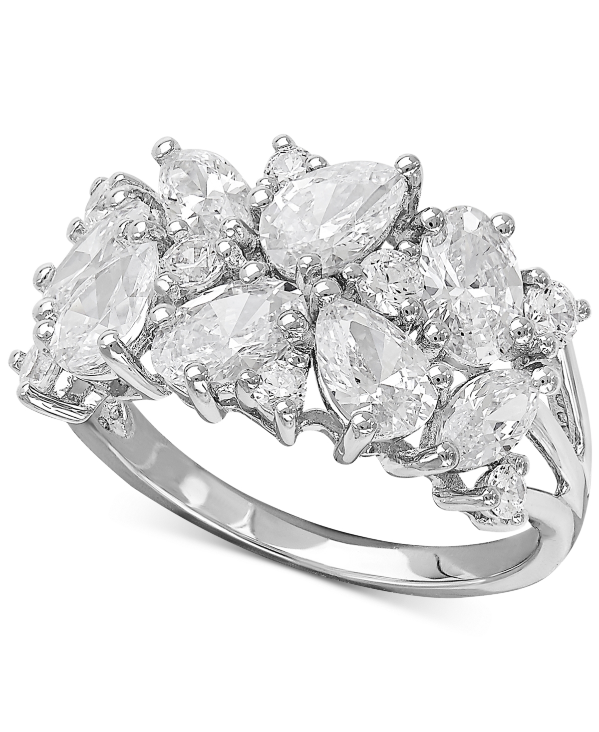 Cubic Zirconia Cluster Ring in Sterling Silver - Silver