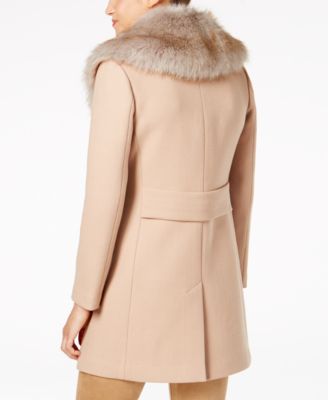 kate spade new york Faux-Fur-Collar Walker Coat