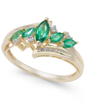image of Emerald (1/2 ct. t.w.) & Diamond (1/10 ct. t.w.) in 14k Gold (Also in Certified Ruby, Tanzanite and Sapphire)