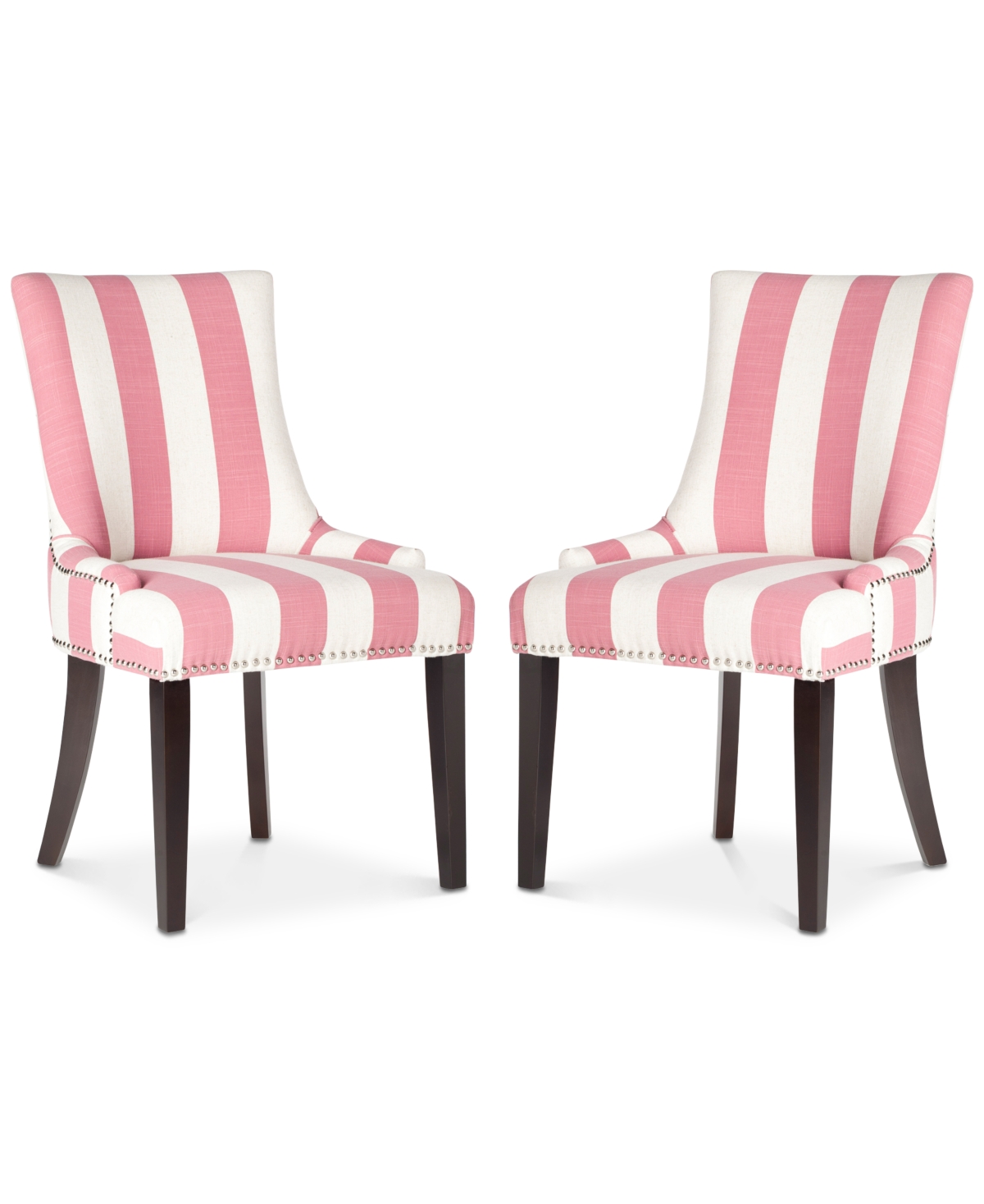 Lester Awning Stripes Dining Chair (Set Of 2) - Pink and White