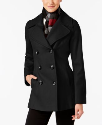 London Fog Double-Breasted Peacoat with Scarf - Women - Macy&#39;s