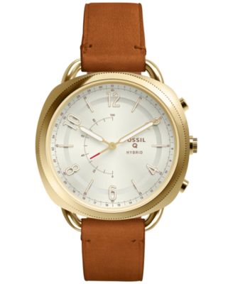 Fossil - Women's Q Accomplice Luggage Brown Leather Strap Hybrid Smart Watch 38mm