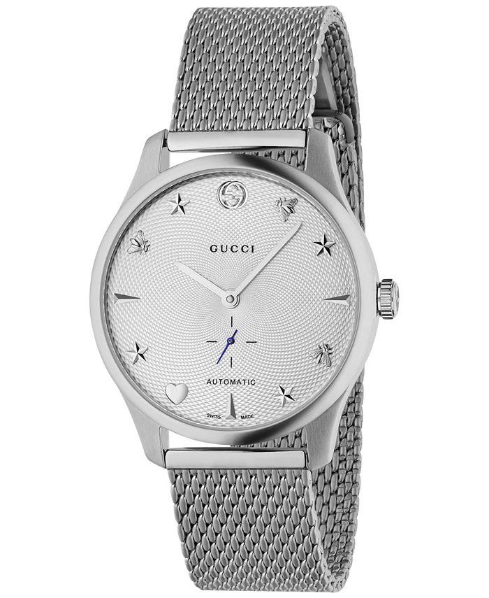 Gucci Men's Swiss Automatic G-Timeless Stainless Steel Mesh Bracelet ...