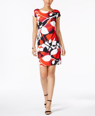 Nine West - Printed Cap-Sleeve Dress