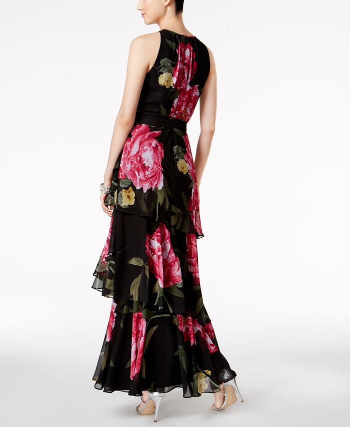 Tahari asl tiered chiffon maxi gown cheap