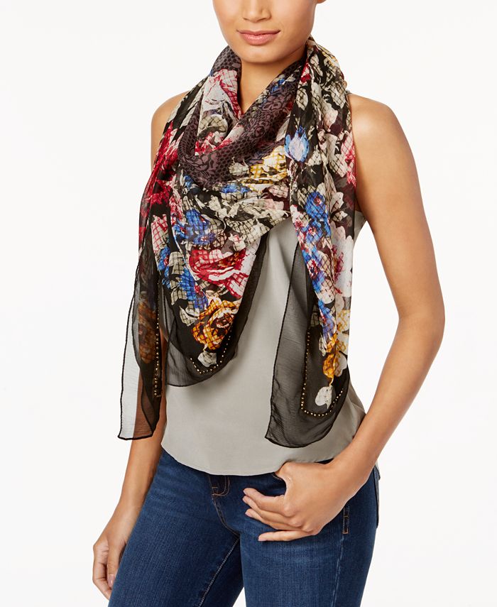 INC International Concepts I.N.C. Oversized Beaded Floral Scarf