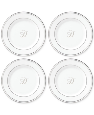Lenox Federal Platinum Monogram Tidbit Plates Set Of 4 Script Letters
