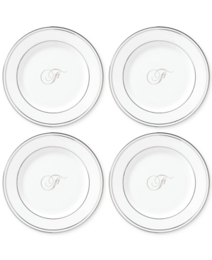 Lenox Federal Platinum Monogram Tidbit Plates Set Of 4 Script Letters