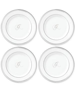 Lenox Federal Platinum Monogram Tidbit Plates Set Of 4 Script Letters