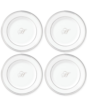 Lenox Federal Platinum Monogram Tidbit Plates Set Of 4 Script Letters