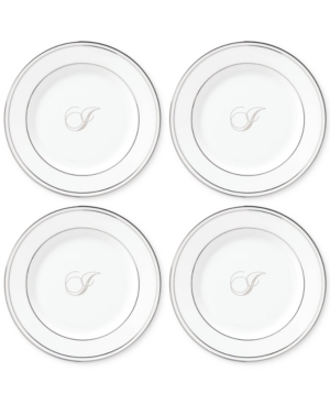 Lenox Federal Platinum Monogram Tidbit Plates Set Of 4 Script Letters