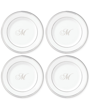 Lenox Federal Platinum Monogram Tidbit Plates Set Of 4 Script Letters