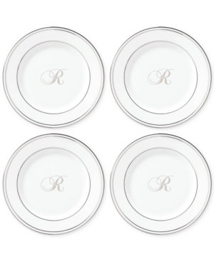 Lenox Federal Platinum Monogram Tidbit Plates Set Of 4 Script Letters