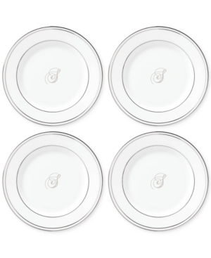 Lenox Federal Platinum Monogram Tidbit Plates Set Of 4 Script Letters