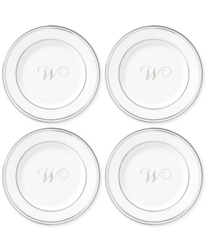 Lenox Federal Platinum Monogram Tidbit Plates Set Of 4 Script Letters