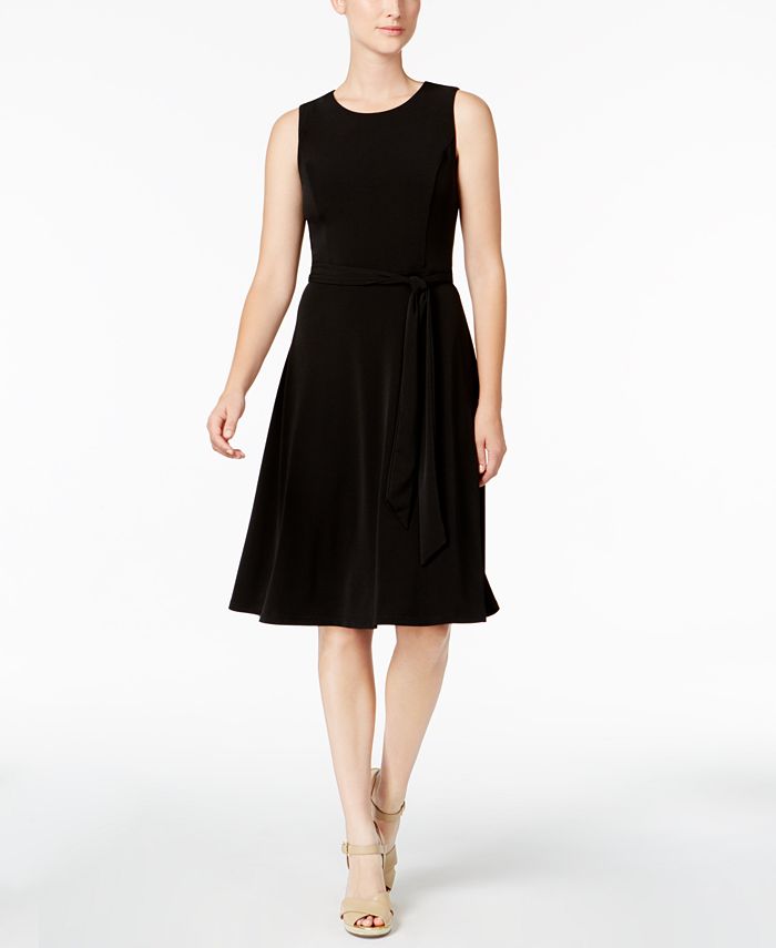 Charter Club Petite Belted Fit & Flare Dress, Created for Macy's - Macy's