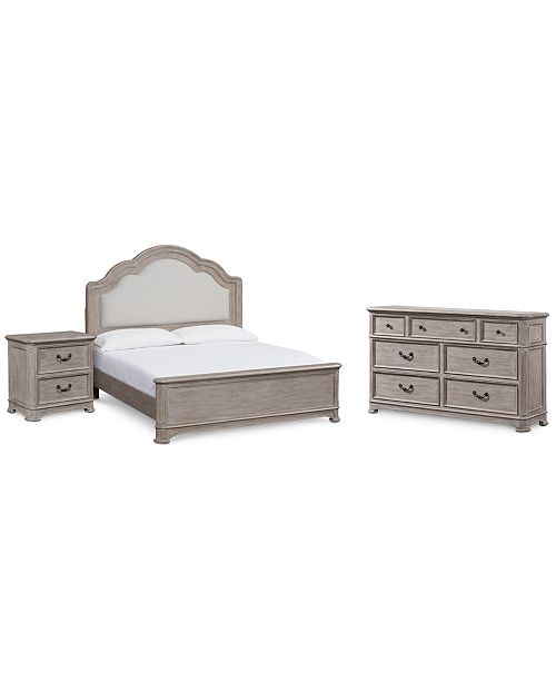 elina bedroom furniture set, 3-pc. (king bed, dresser & nightstand),  created for macy's